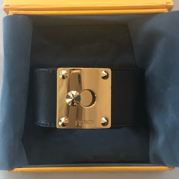 Fendi Jewelry - Fendi Leather Bracelet With Gold Hardware